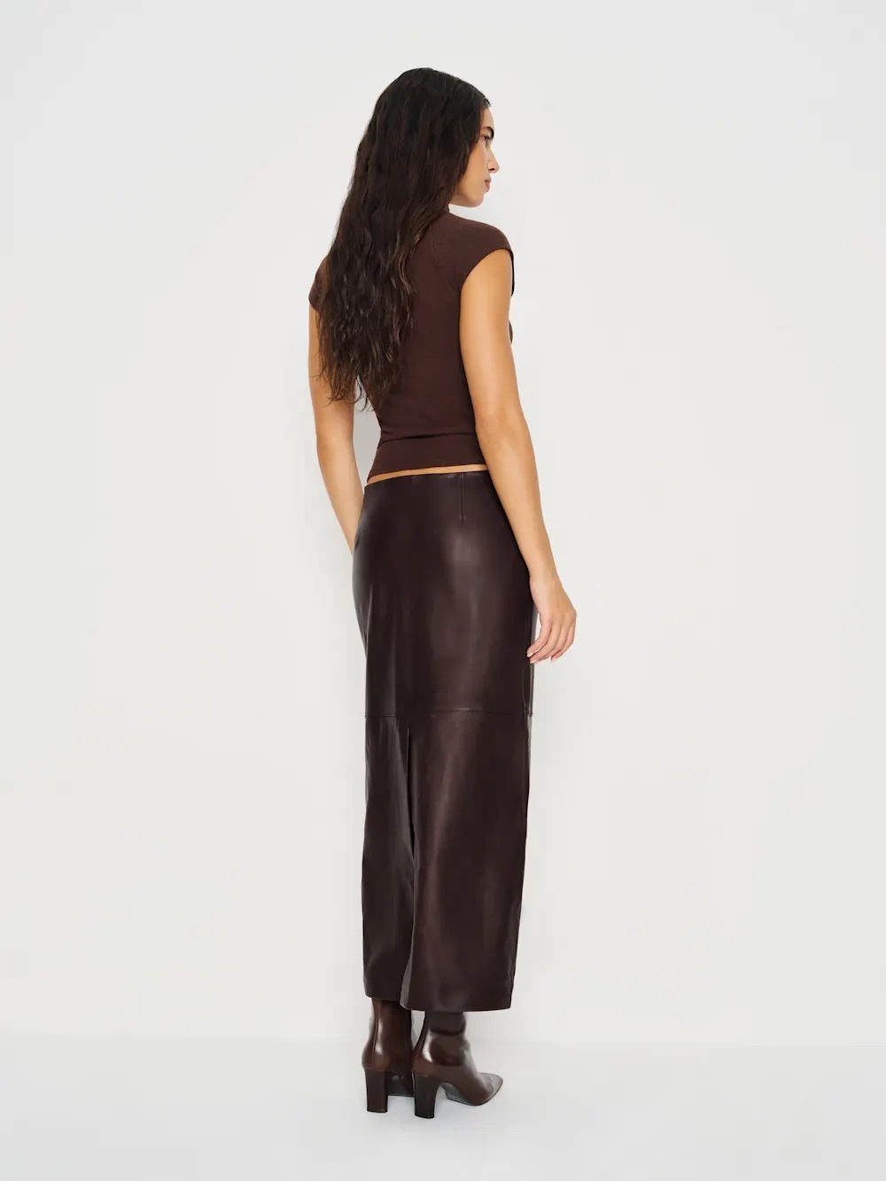 Reformation Veda Cole Low Waisted Leather Brown Maxi Skirt - Picture 4 of 4
